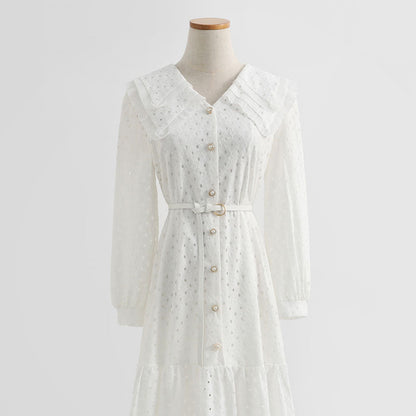 White lace dress with slim waist fairy skirt  2217