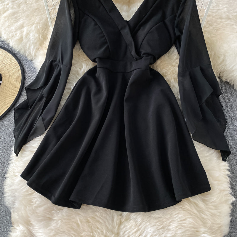 Sexy low cut deep V-neck dress  3428