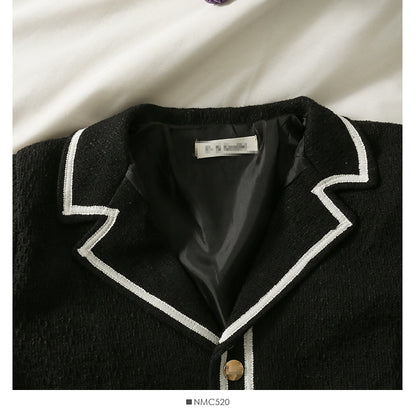 Korean color matching stripe suit collar single breasted cardigan jacket  2122