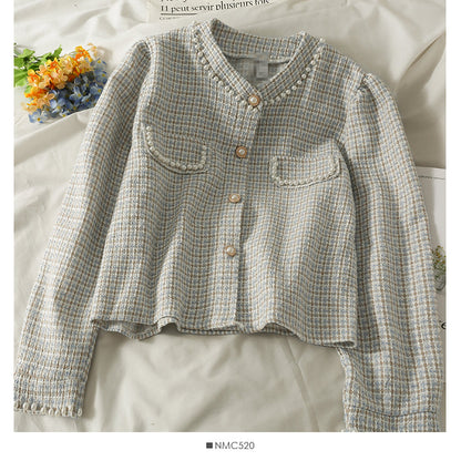 Small short tweed single breasted cardigan small coat  2092