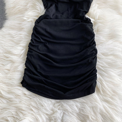 Pleated slim wrap hip skirt short suspender bottomed skirt  2778