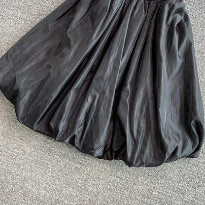 Bow tie slim fit elastic waist puffy short skirt  3062