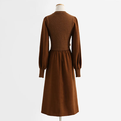 Dress stitched knit bottomed skirt retro lady temperament medium length skirt  2343