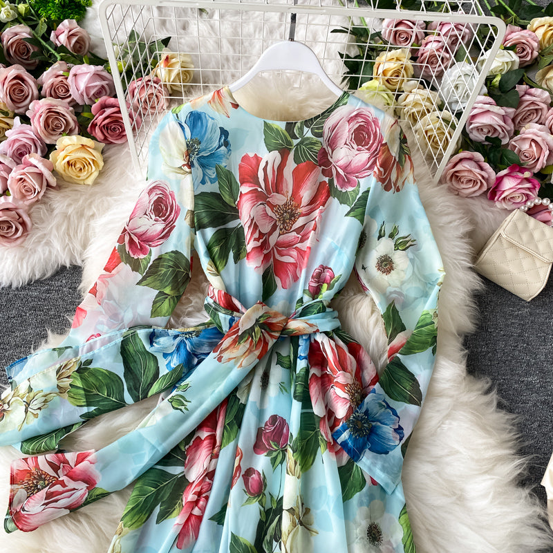 Temperament chiffon dress long sleeve  3280