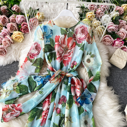 Temperament chiffon dress long sleeve  3280