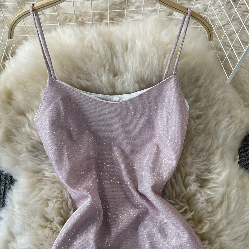 Sexy slim suspender dress starry dress  2897