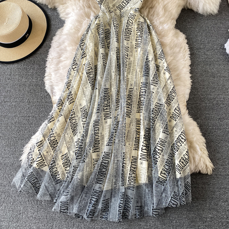 Retro slim slim A-line dress  3429