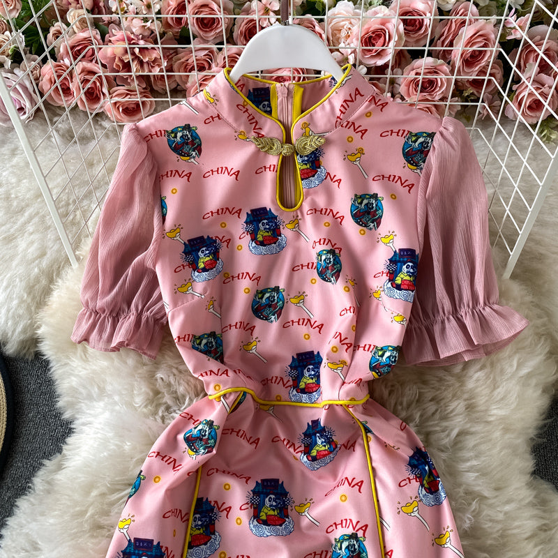 Chinese style women's national fashion improved dress  3295