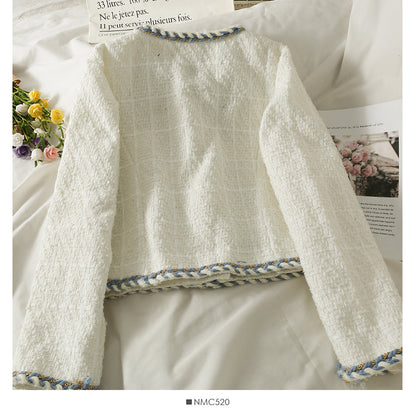 New bright silk bonded single breasted short women's coat  2095