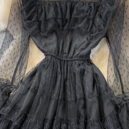 Light extravagant cake skirt stand collar flare sleeve mesh awning skirt  3020