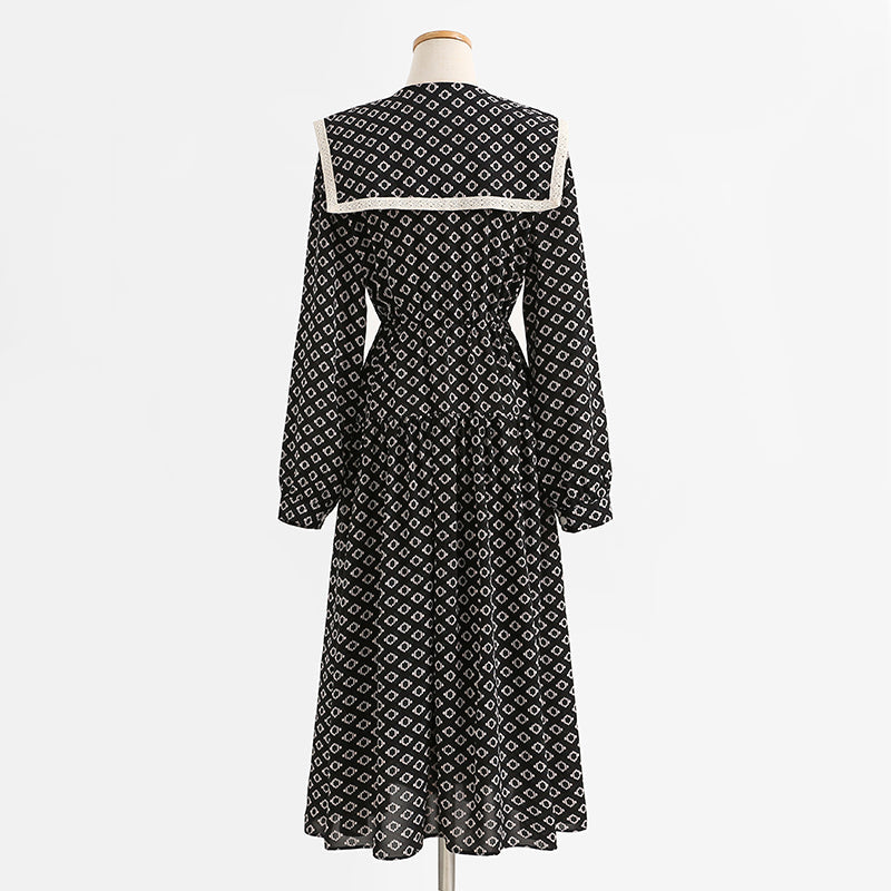 Dress temperament black printed skirt bottomed long skirt  2204