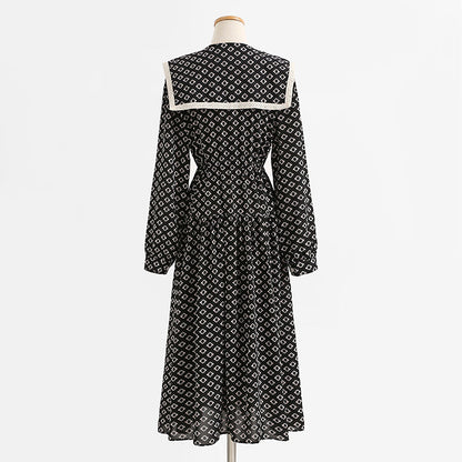 Dress temperament black printed skirt bottomed long skirt  2204