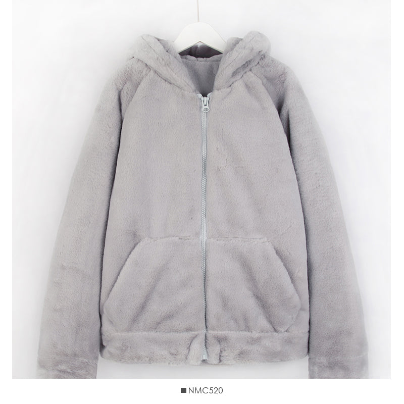 Korean loose and thin large pocket hooded Plush warm coat for women  2120