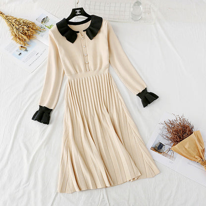 New trendy French retro small fragrance base with pleated small black skirt inside  2363