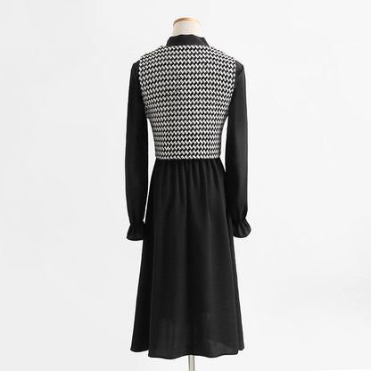 New thousand bird check black dress vest skirt foreign style age reduction fashion  2270