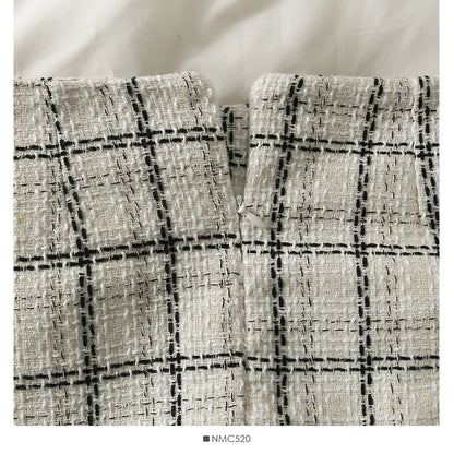 Hong Kong style retro high waist thin tweed skirt  2525