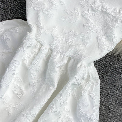 Sweet fluffy Jacquard Dress high waist Princess suspender skirt  2789
