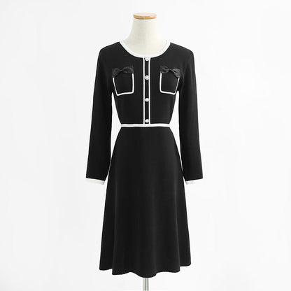 Knitted dress temperament small fragrance skirt thin bottomed skirt  2265
