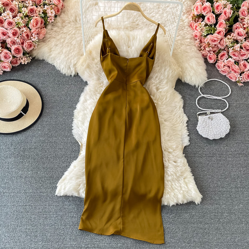 Slim and slim temperament light mature wind split Hip Wrap Skirt  2979