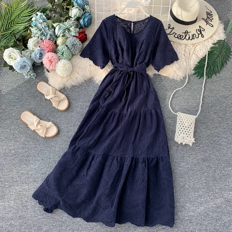 Super fairy sweet skirt waist Ruffle Dress large swing skirt long skirt  3132