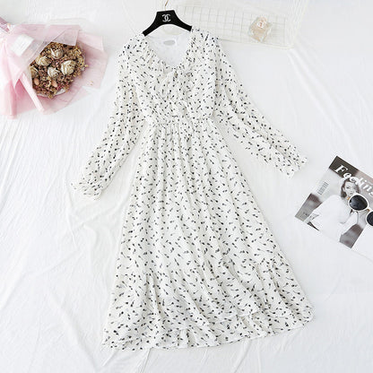 French retro Floral Dress Chiffon Dress fairy super fairy series  2376