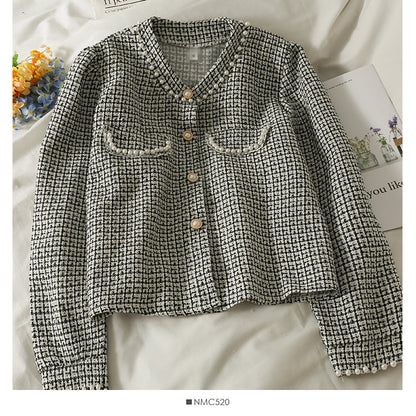 Small short tweed single breasted cardigan small coat  2092