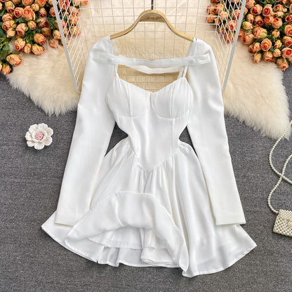 High waist thin bud dress aging sweet fluffy A-line skirt short skirt  3120