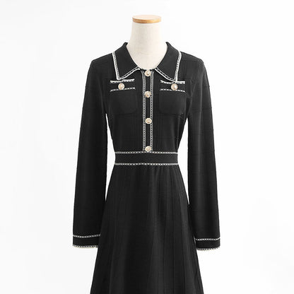 Aging Hepburn style small black skirt French retro literature bottomed long skirt  2230