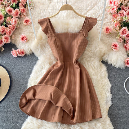 Backless striped strapless dress  2790