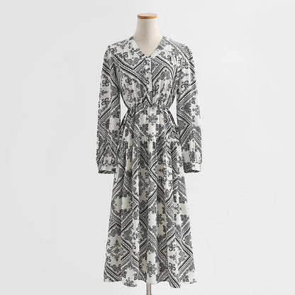Floral dress gentle temperament national style thin bottomed dress  2327
