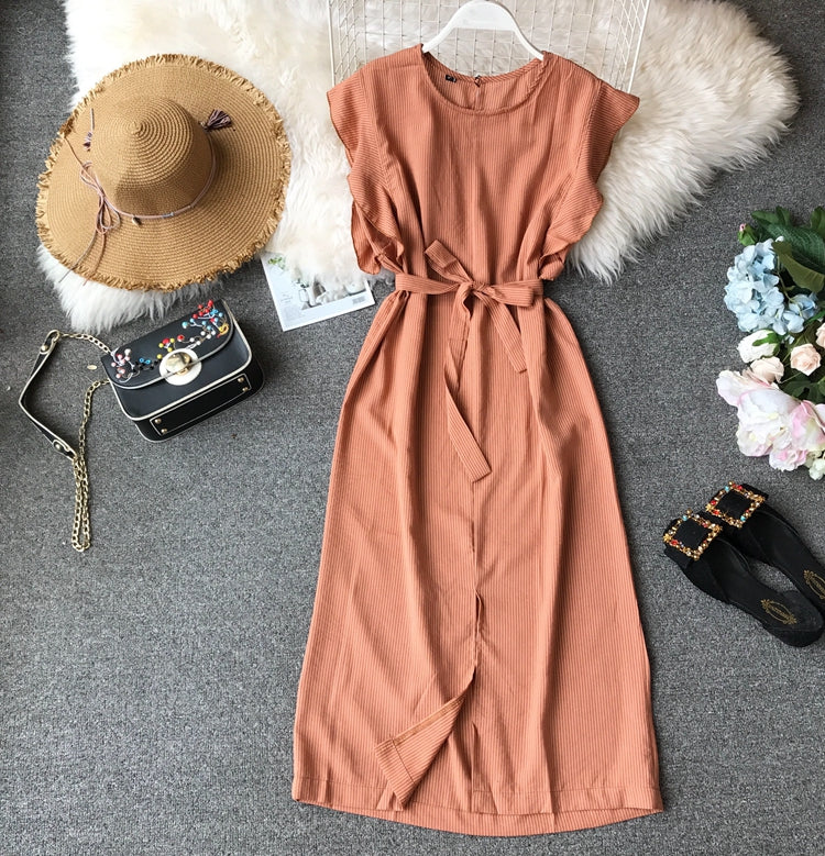 Irregular slim wrap hip dress  2873