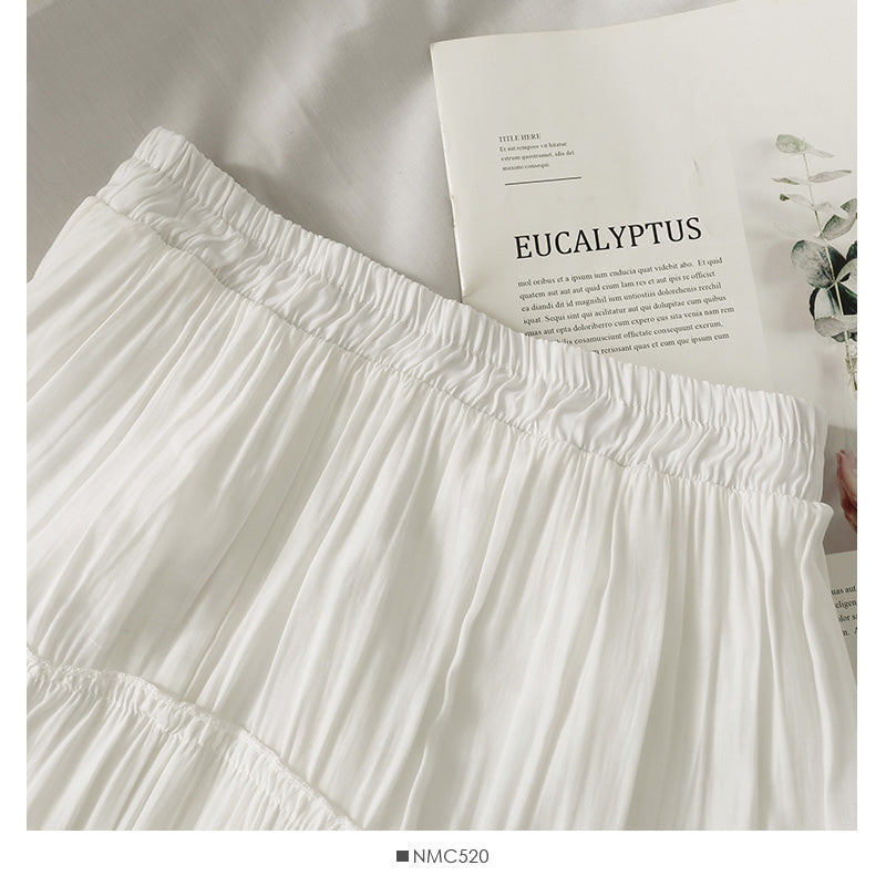 Solid color stitched medium length foreign style skirt  2501