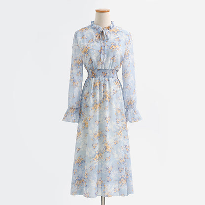 New gentle lace up long sleeve dress small and fresh  2218