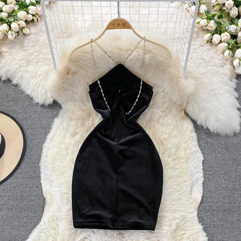 Sexy backless TIGHT SKINNY golden velvet neck Strapless skirt  3121