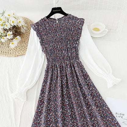 New female floral dress design sense of minority tea break skirt Kikyo early autumn  2414