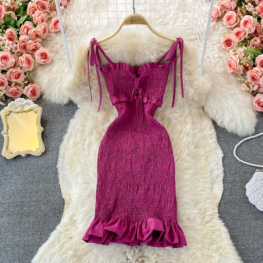 Suspender Hip Wrap fishtail dress female  3254