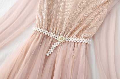 Women's dress with bottomed skirt shows thin temperament and gentle style  2375