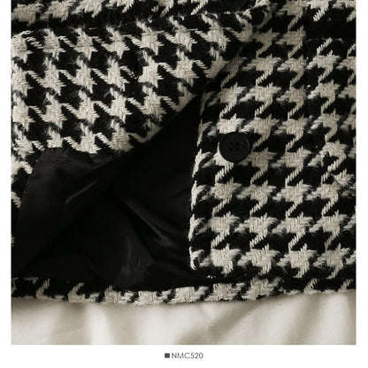 Loose and thin thousand bird check cardigan thickened coat in autumn and winter  2091