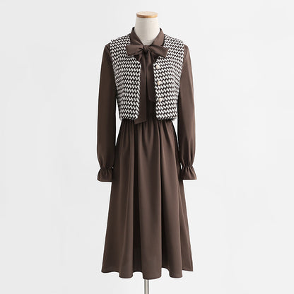 New thousand bird check black dress vest skirt foreign style age reduction fashion  2270
