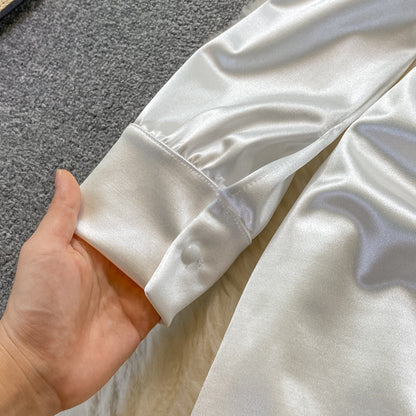 Sexy square neck acetate Satin wrinkle slim wrap hip dress  3385