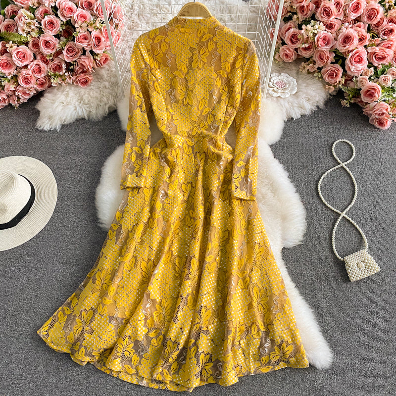 French Crochet cut out lace dress  3435