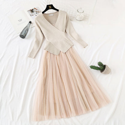 Small fragrance suit skirt mesh dress women's Victorian retro skirt French  2353