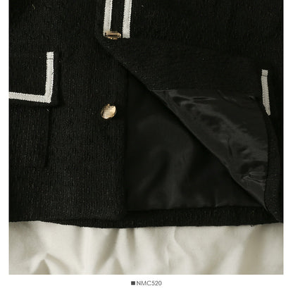 Korean color matching stripe suit collar single breasted cardigan jacket  2122
