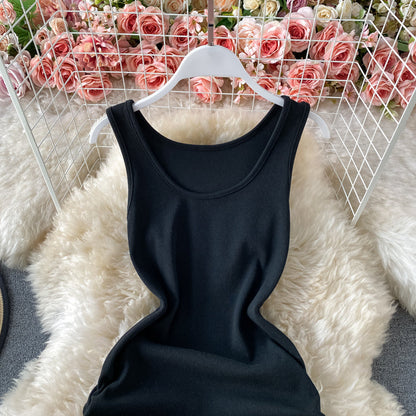Elastic slim sexy suspender solid dress skirt  2957