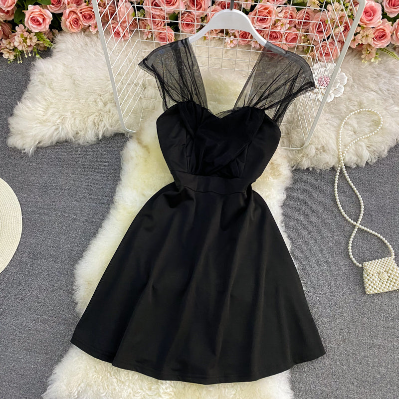Solid color strapless dress is slim  2788