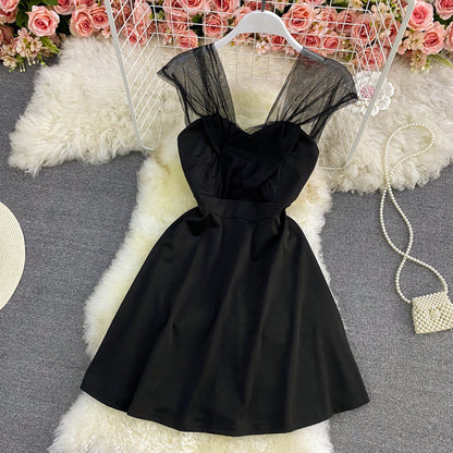 Solid color strapless dress is slim  2788