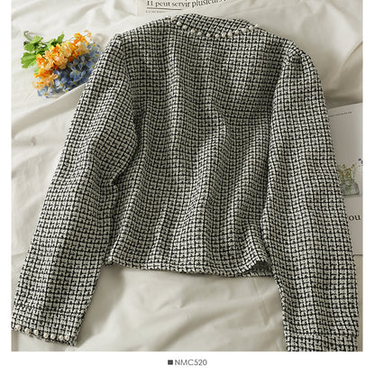 Small short tweed single breasted cardigan small coat  2092