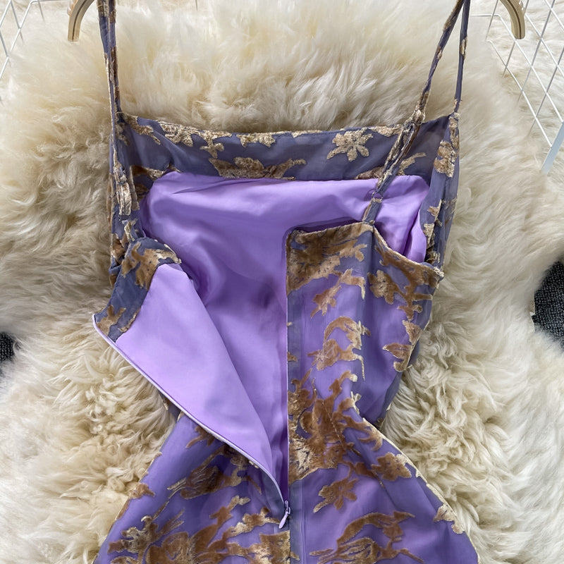 Gentle wind fairy pile neck sling wrap hip dress  3329