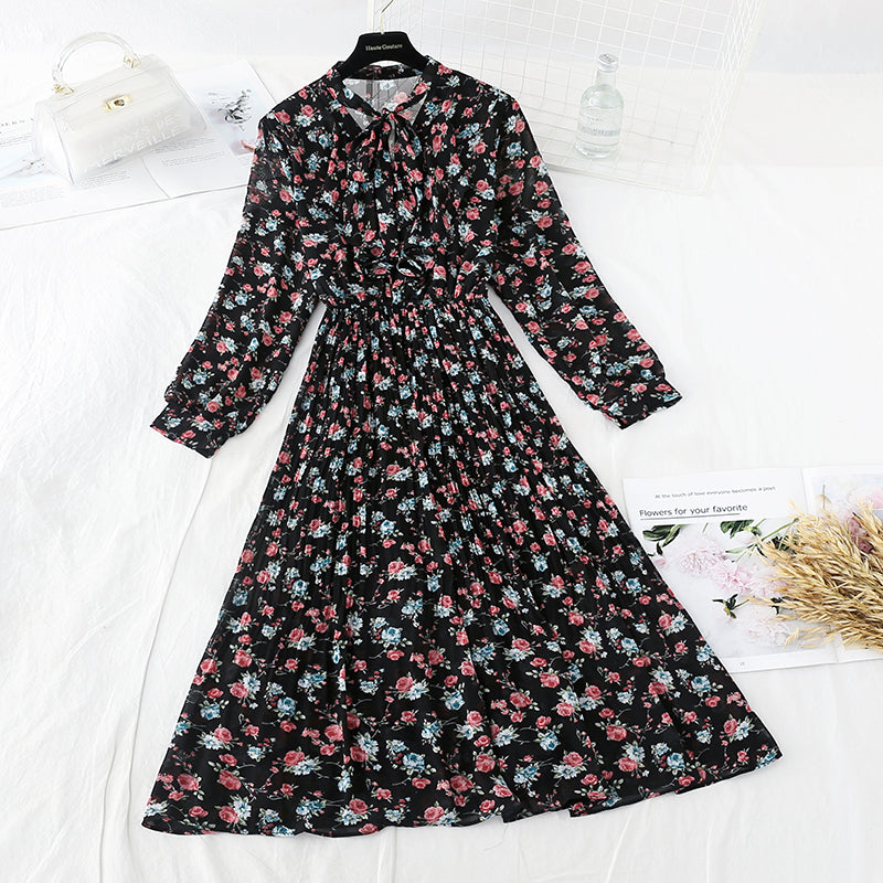New French Vintage Chiffon lotus leaf side long skirt fairy super fairy series  2387