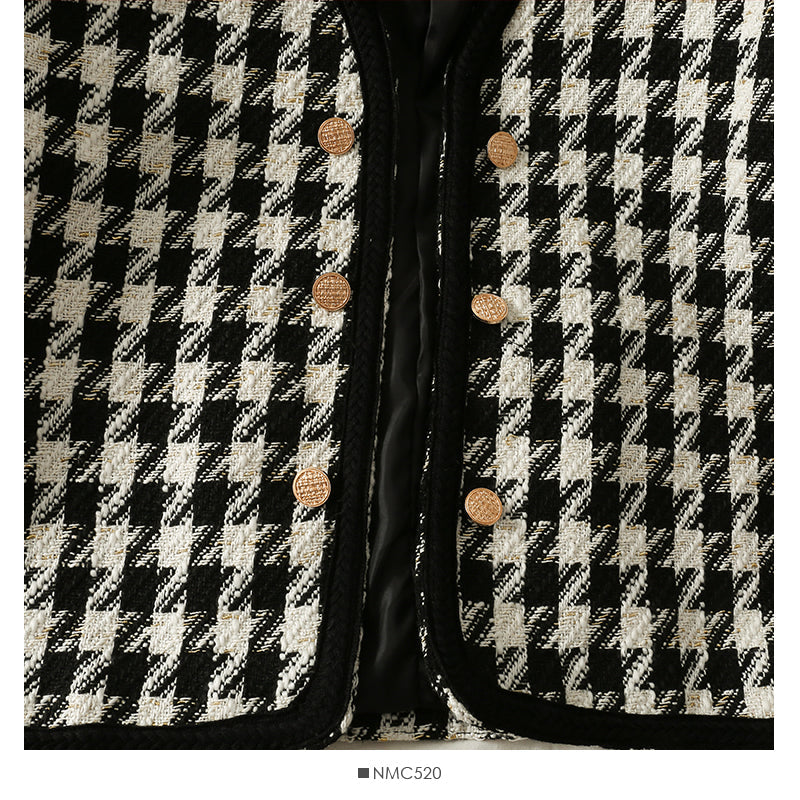 Thousand bird lattice loose small coat women's autumn long sleeve versatile top  2105